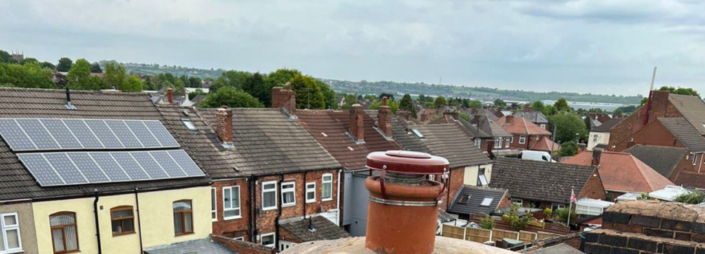 This is a photo taken from a roof which is being repaired by TRP Roofing Cottingham, it shows a street of houses, and their roofs